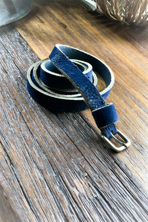 Deep Blue Leather Belt