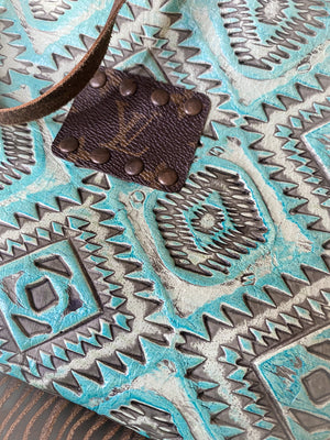 Maxine Turquoise Aztec Leather Crossbody