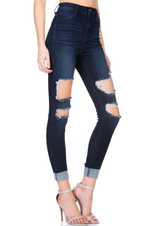 Cello High Rise Distressed Super Ankle Skinny