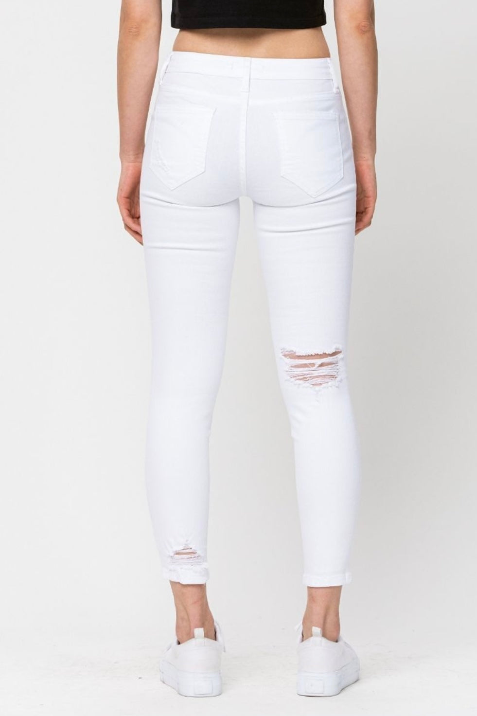 White Distressed Ankle Cropped Skinny