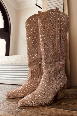 Gold Glitter Rhinestone Cowgirl Boots Southern Fried Glam