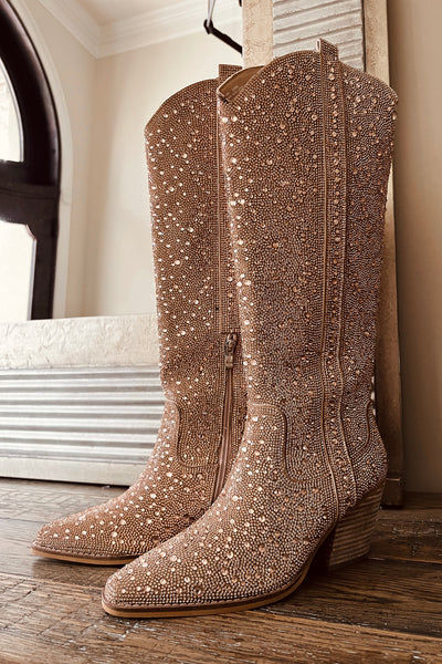 Gold cowboy fashion boots