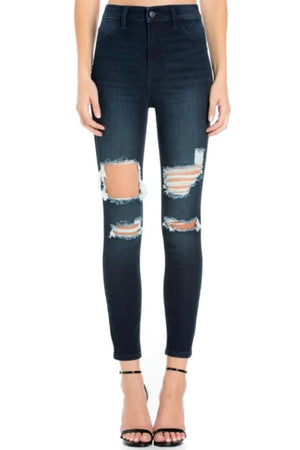 Cello High Rise Distressed Super Ankle Skinny