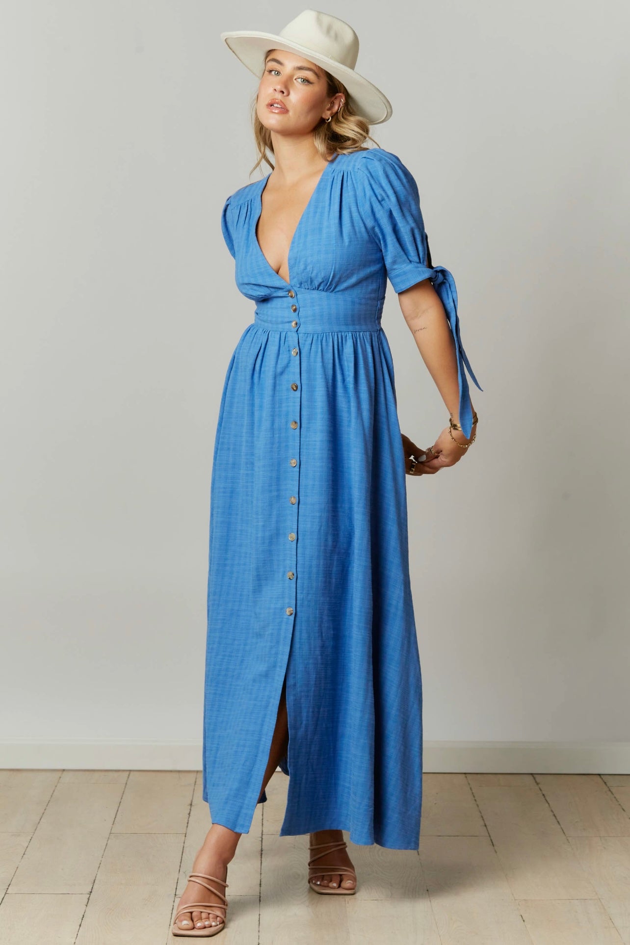 Blue Plunge Maxi Dress – Southern Fried Glam