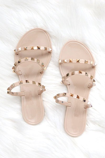 Nude Strappy Stud Jelly Sandal