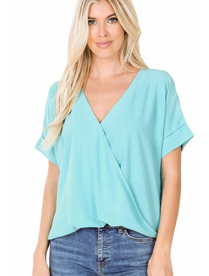 Mint Draped Front Top
